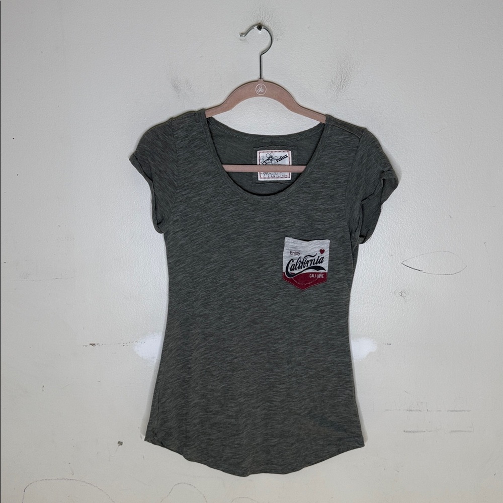 Reflex Charcoal T-Shirt California Pocket Short Sleeve Top Size Medium